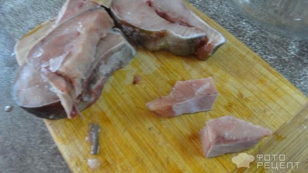 Рецепт: ХЕ из стейков кеты - Очень нежное и вкусное блюдо.