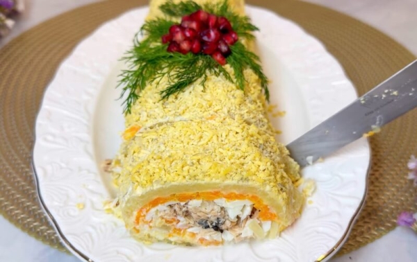 Забудьте о салатниках! Готовим Новогоднюю «Мимозу» в виде изысканного рулета – это проще, чем вы думаете