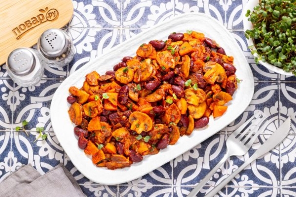 Фасоль с грибами Фасоль с грибами