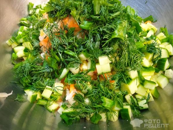 Рецепт: Постный овощной салат - с квашеной капустой Рецепт: Постный овощной салат - с квашеной капустой