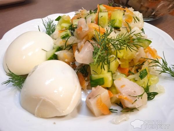 Рецепт: Постный овощной салат - с квашеной капустой Рецепт: Постный овощной салат - с квашеной капустой