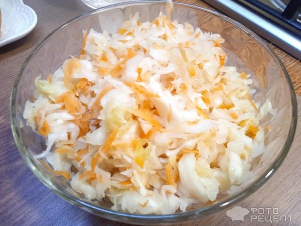 Рецепт: Постный овощной салат - с квашеной капустой Рецепт: Постный овощной салат - с квашеной капустой