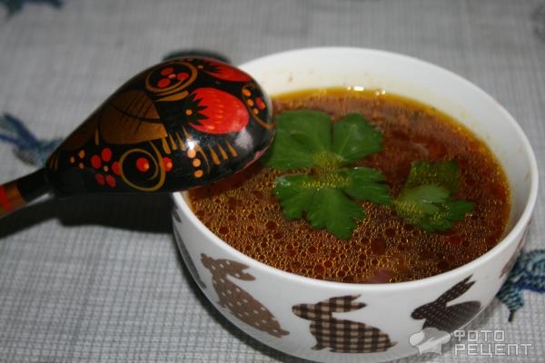 Рецепт: Суп свекольный - с консервированной фасолью