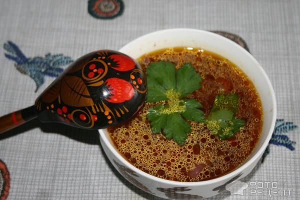 Рецепт: Суп свекольный - с консервированной фасолью