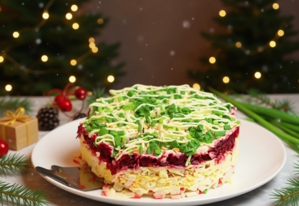 Салат «Зимний Карнавал» с крабовыми палочками — идеален для праздничного стола! Салат «Зимний Карнавал» с крабовыми палочками — идеален для праздничного стола!