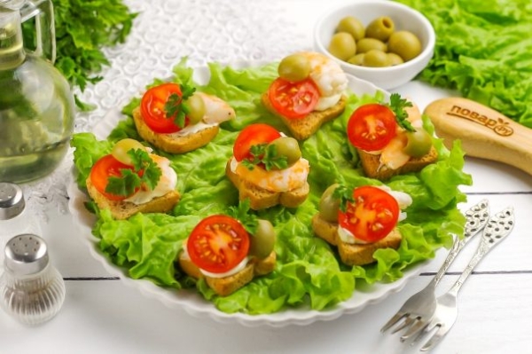 Канапе с креветками Канапе с креветками