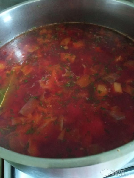 Рецепт: Борщ со свеклой - С подтушенной капустой