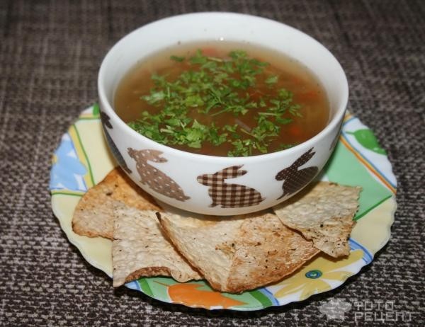 Рецепт: Вермишелевый суп на курином бульоне - насыщенный вкус Рецепт: Вермишелевый суп на курином бульоне - насыщенный вкус