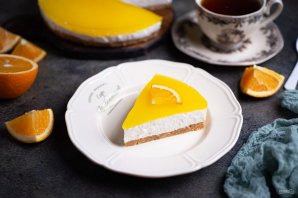 Творожный чизкейк с апельсиновым желе без выпечки