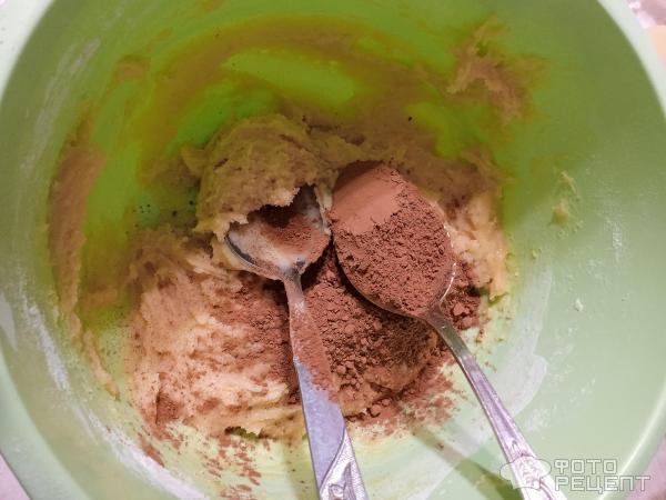 Рецепт: Печенье "Осенние листья" - Двухцветное, шоколадное, простое, быстрое и вкусное